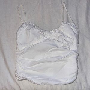 White spaghetti strap crop top